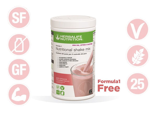 🟢  Herbalife Formula 1 – Senza soia, senza glutine, senza lattosio – Lampone & Cioccolato Bianco
